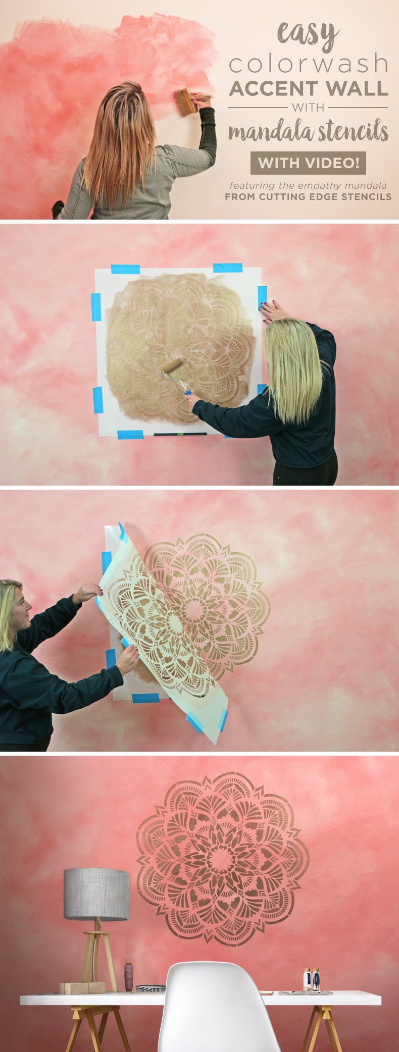 How to paint a large mandala stencil on your wall (DIY video
