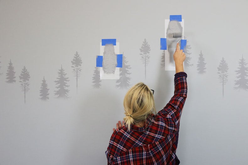 Apply small stencils along the wall