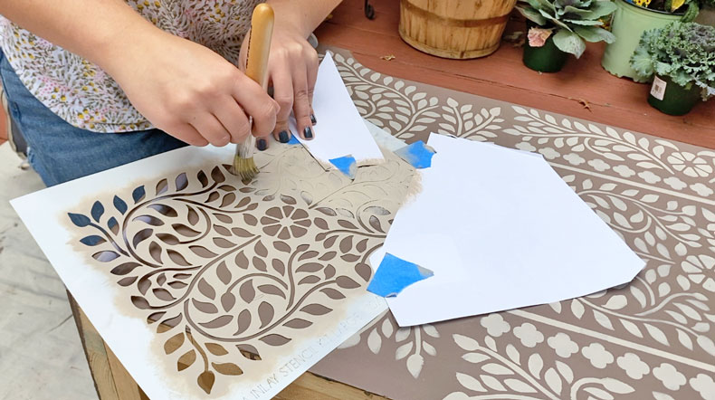large floral inlay stencil