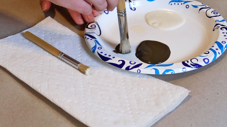 paint and brushes for stenciling