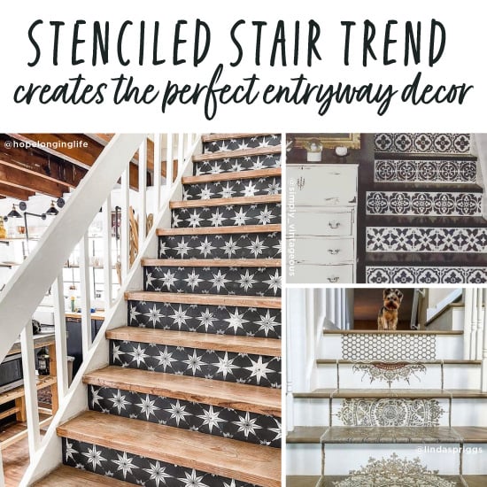 Stenciled Stair Trend Creates the Perfect Entryway Decor - Stencil Stories