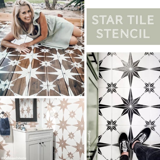 Geometric Star Tile Stencil for floors and walls