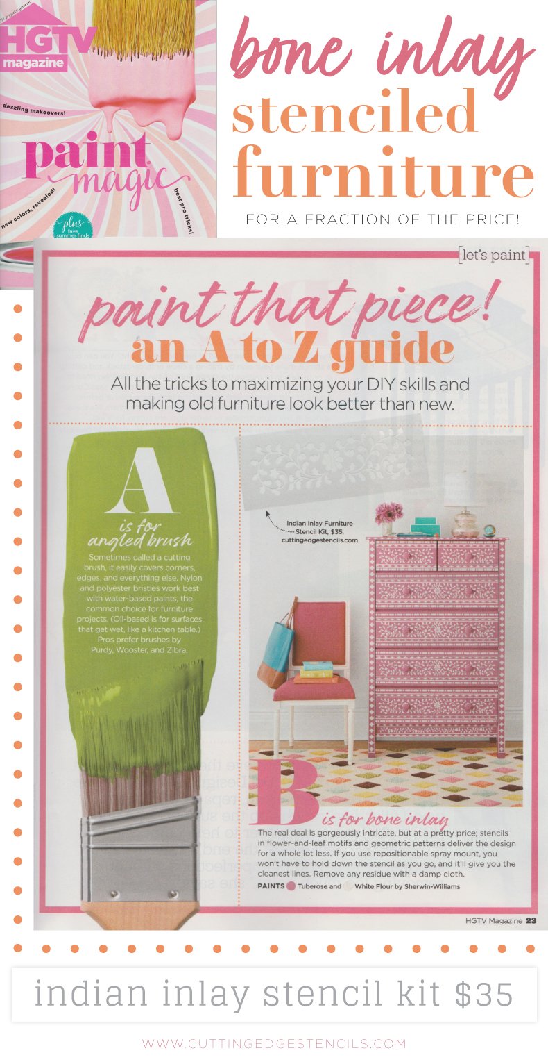HGTV Magazine Features Indian Inlay Stenciled Furniture