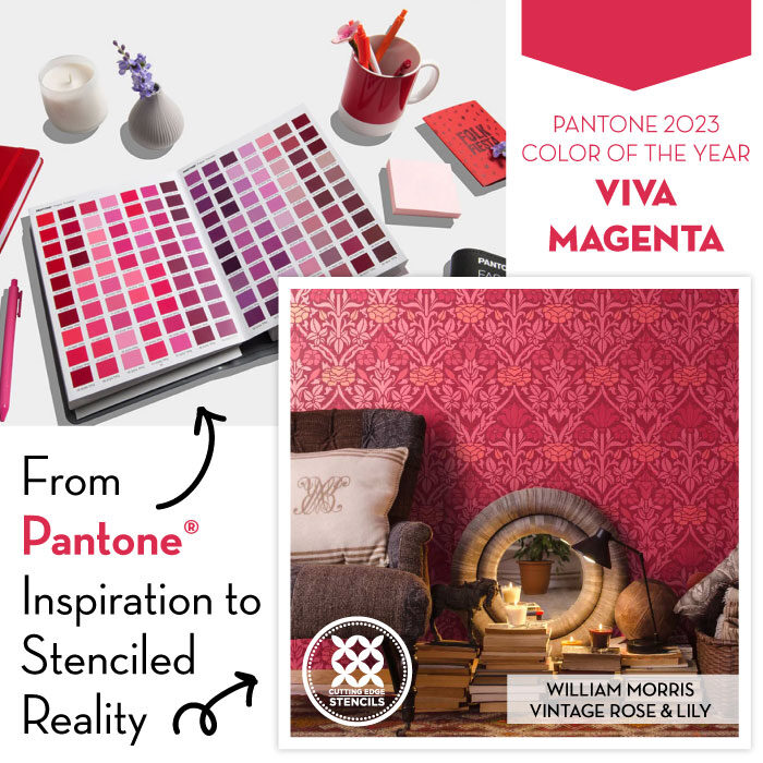 Wall Stencils feature Pantone color for the year viva magenta
