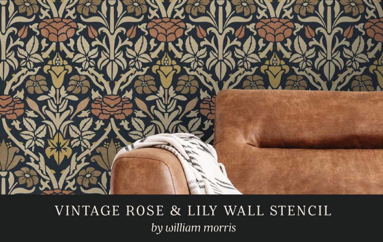 vintage lily and rose william morris wall stencil