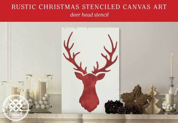 christmas stenciled deer head canvas