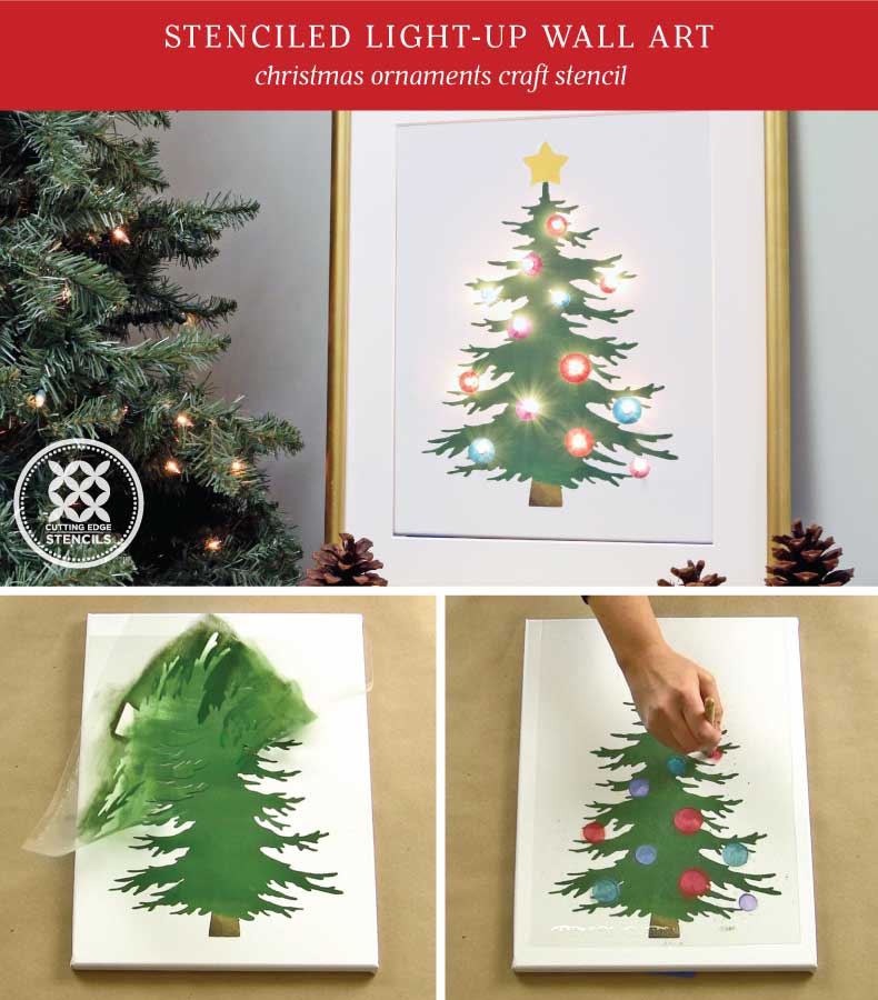 christmas tree stenciled canvas