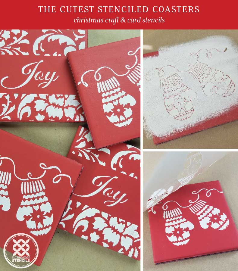 stenciled coasters for christmas