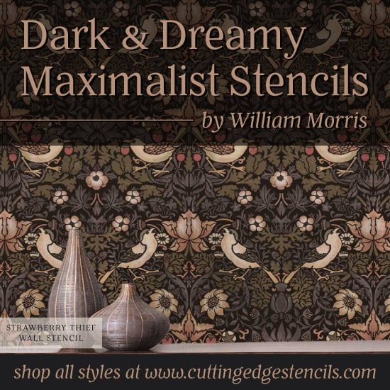 Dark & Dreamy Maximalist Wall Stencils by William Morris