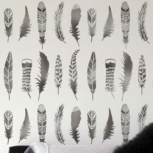 Feather Block Stencil