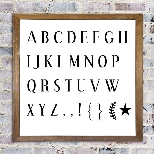 Alphabet Stencil for DIY Farmhouse Signs and Rustic Decor