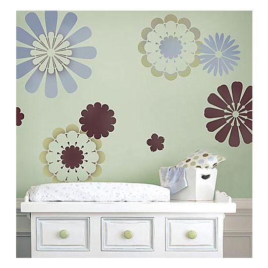 Flower stencils for the nursery and kids rooms. Reusable sturdy stencils  for walls.