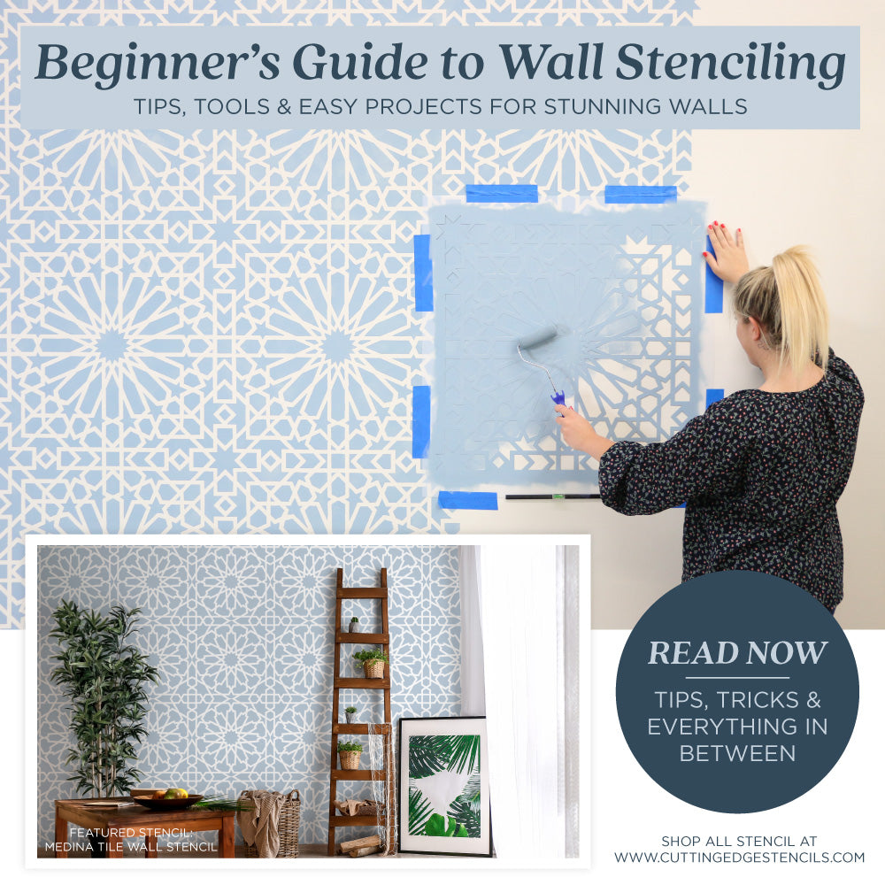 beginner guide to wall stenciling graphic