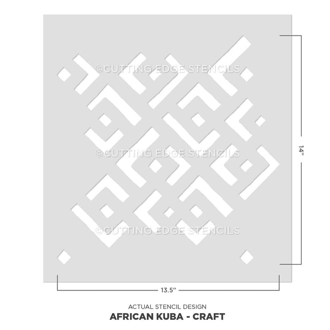 African Kuba-Craft stencil with geometric pattern on a white background
