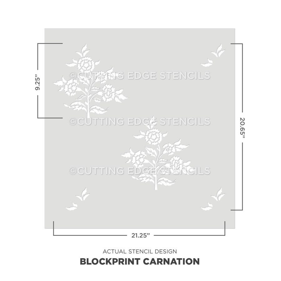 actual representation of the blockprint carnation stencil pattern for walls