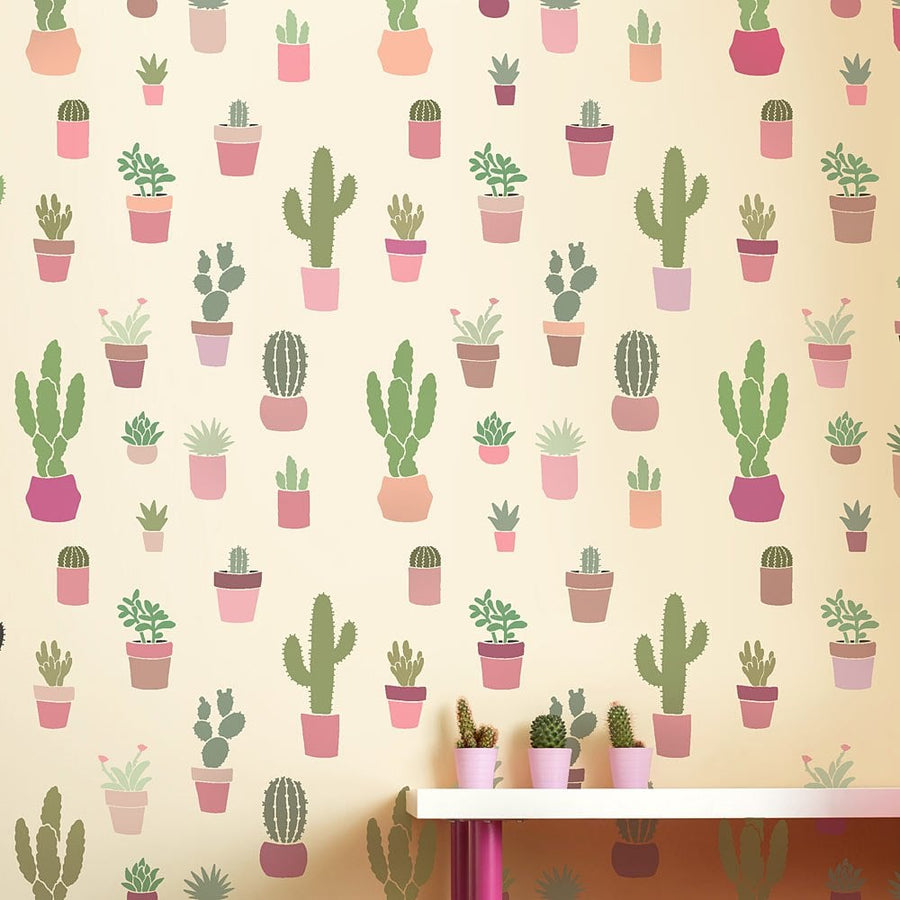 Cactus stencil nursery cactuses wallpaper