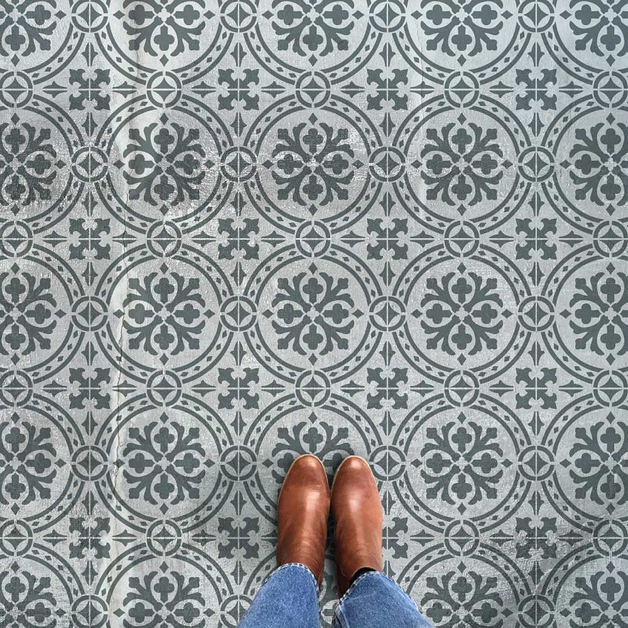 Calista Tile stenciled DIY backsplash cement tile stencils