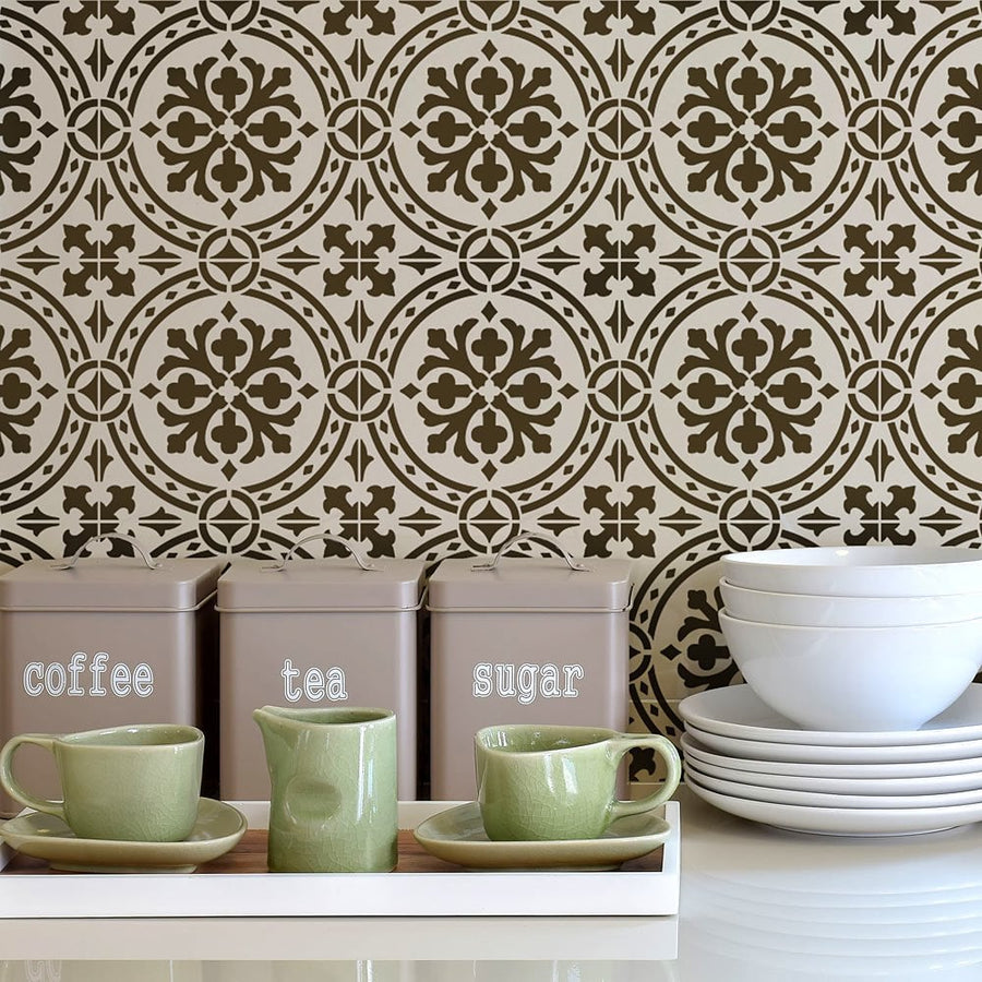 Calista tile stencil backsplash diy decor