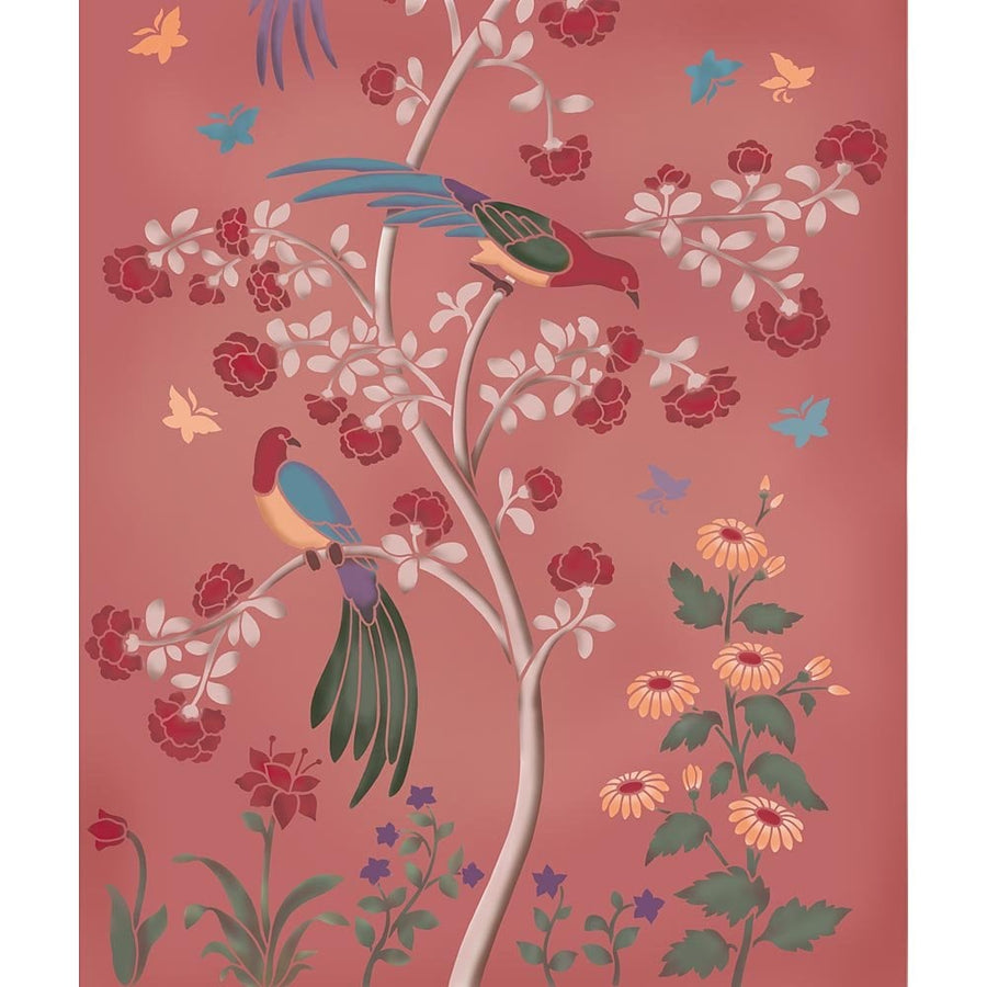 Chinoiserie stencil multicolor wallpaper asian oriental
