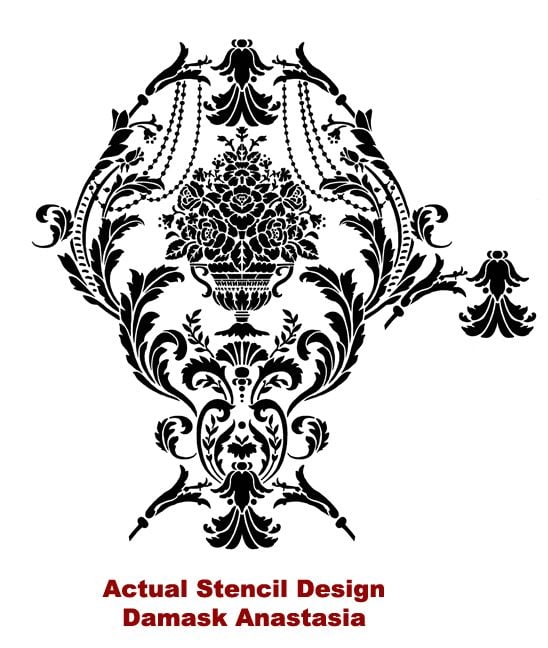 Damask wall stencil