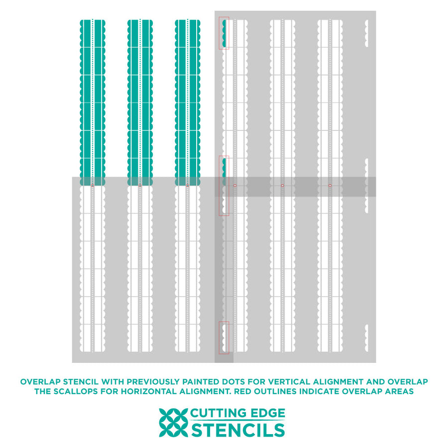 alignment graphic with text explanation for how to align the stencil 