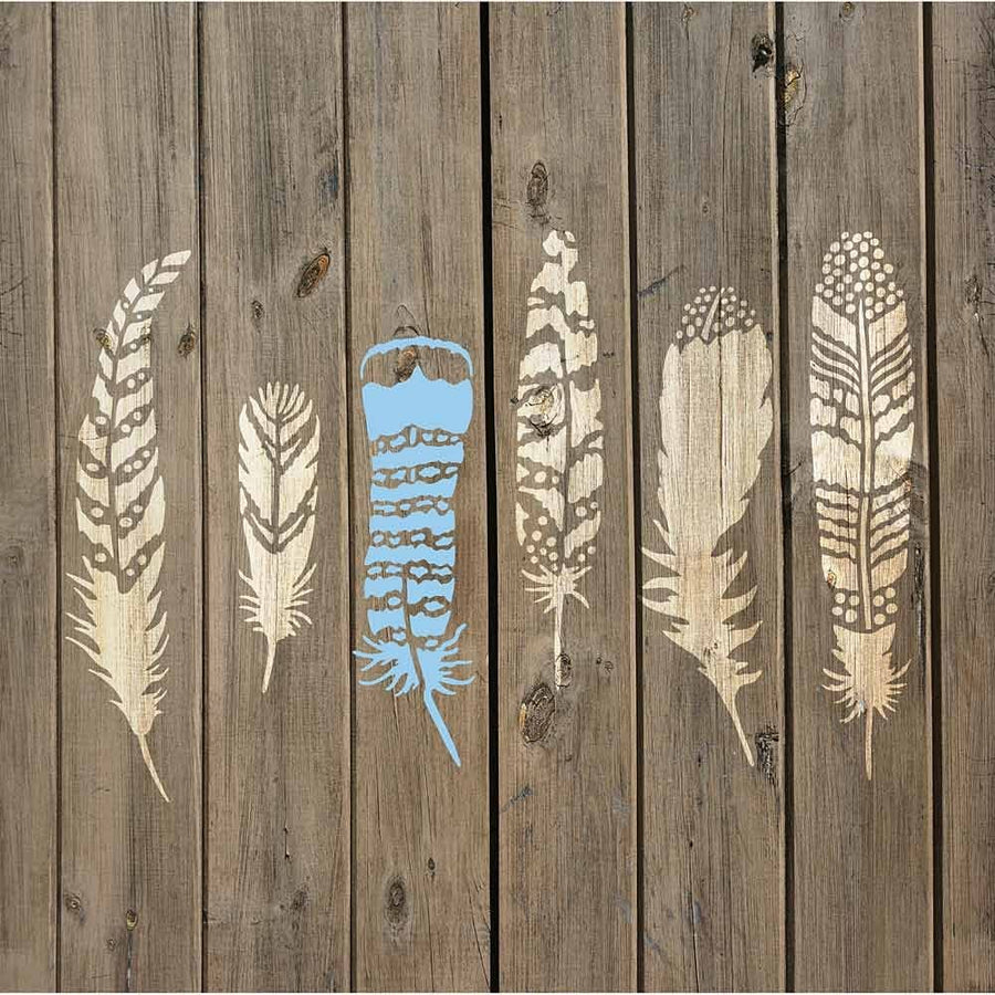 Feathers wall stencil kit for wall decor