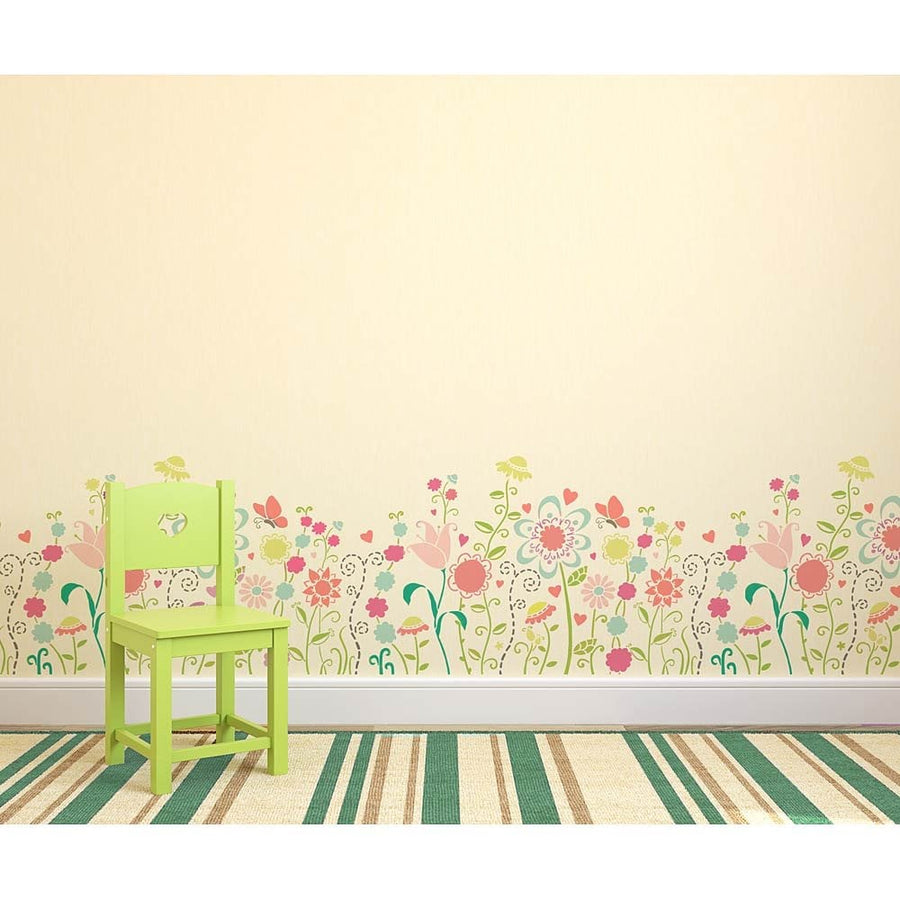 Flower-border-stencil-kids-playroom