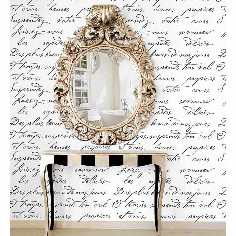 French Poem typography stencil for walls