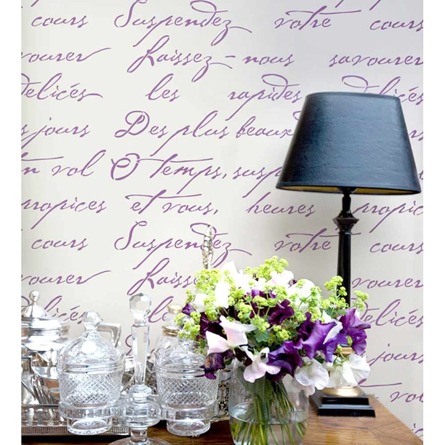 French poem letter typography stencil for walls