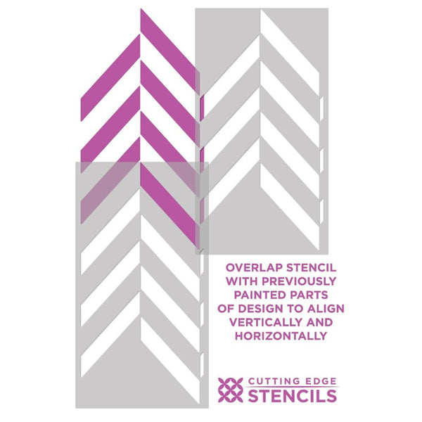 Herringbone geometric stencil pattern - reusable wall patterns for ...