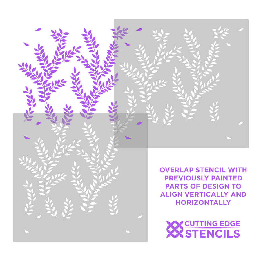 leafy grove stencil pattern for walls