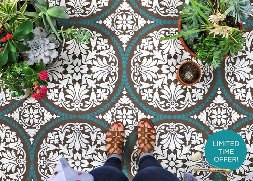 Penelope Tile Stenciling for Outdoor Patio Floors