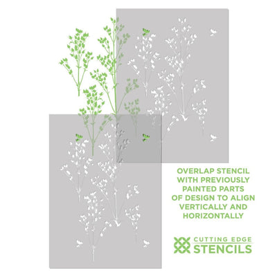 Sprigs floral wall pattern stencil - decorative stencils for easy DIY ...