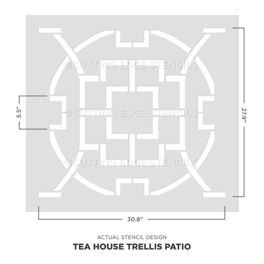 Tea house trellis stencil for concrete patio