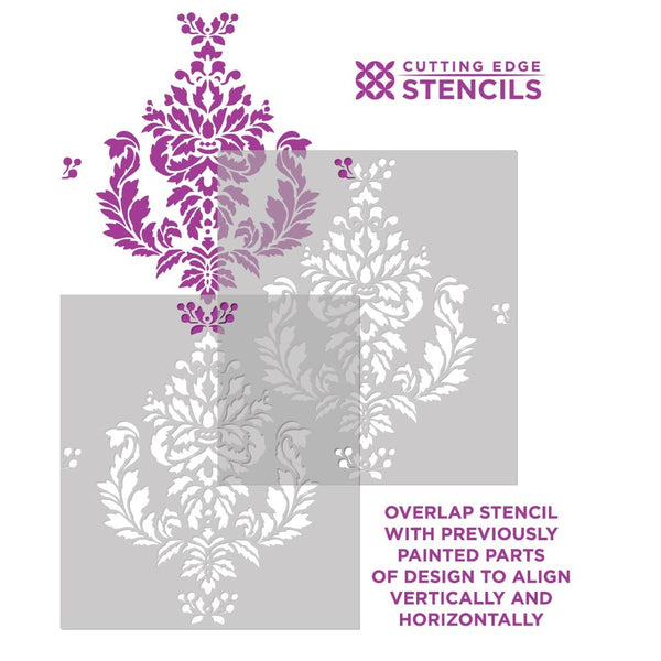 Damask Stencil for walls. Reusable damask stencils for elegant wall decor.