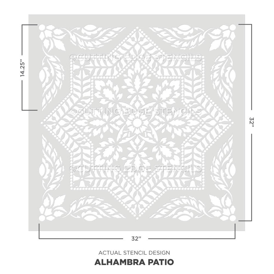 actual stencil image of Alhambra Stencil concrete patio
