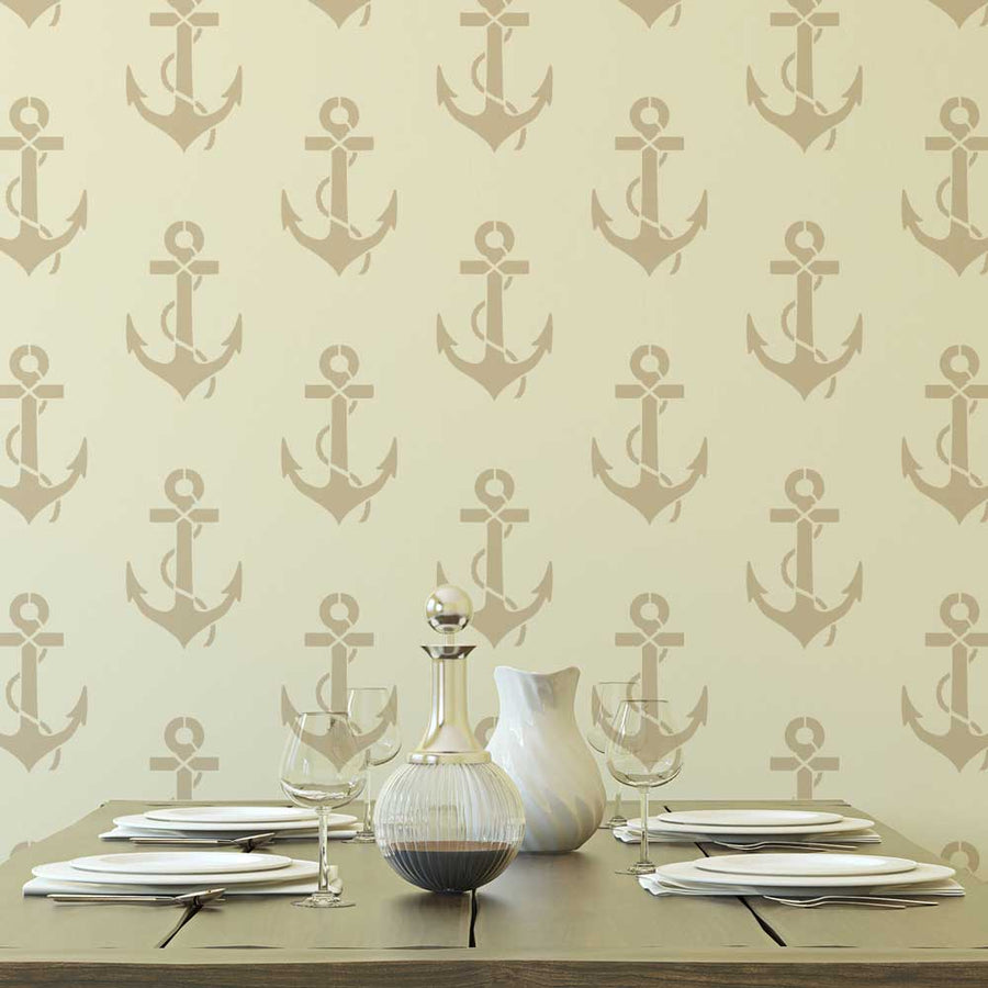 Anchors Nautical Wall Stencil
