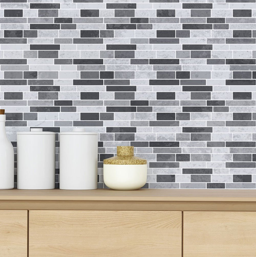 stone backsplash stencil grey kitchen wall