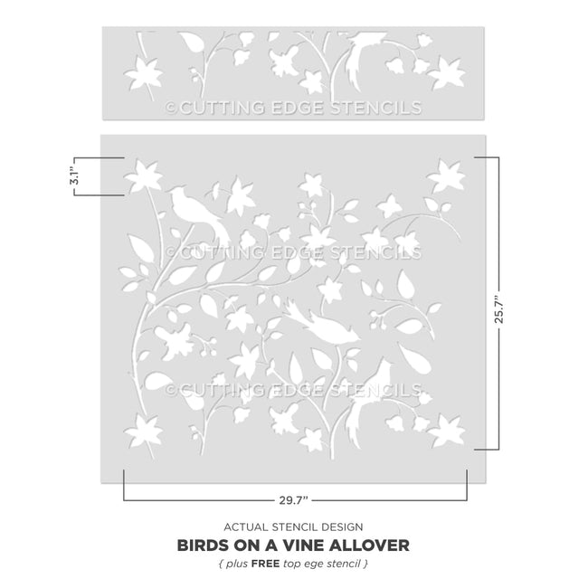 birds on a vine wall stencil actual image