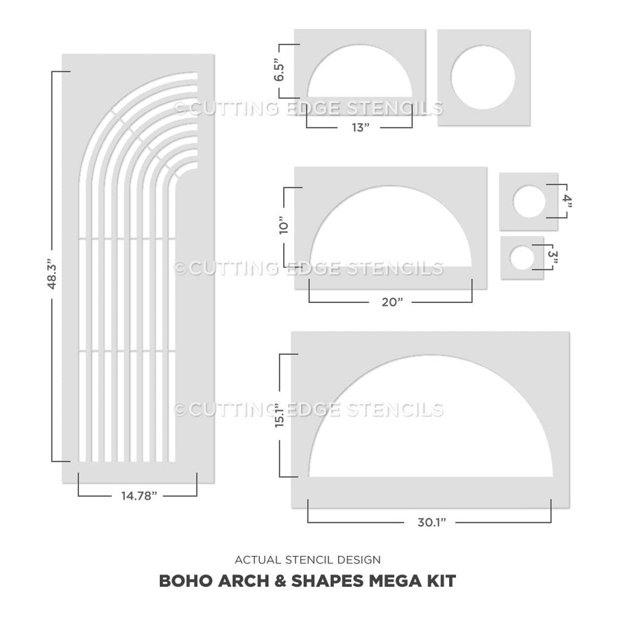 wall stencil boho arch and shapes kit