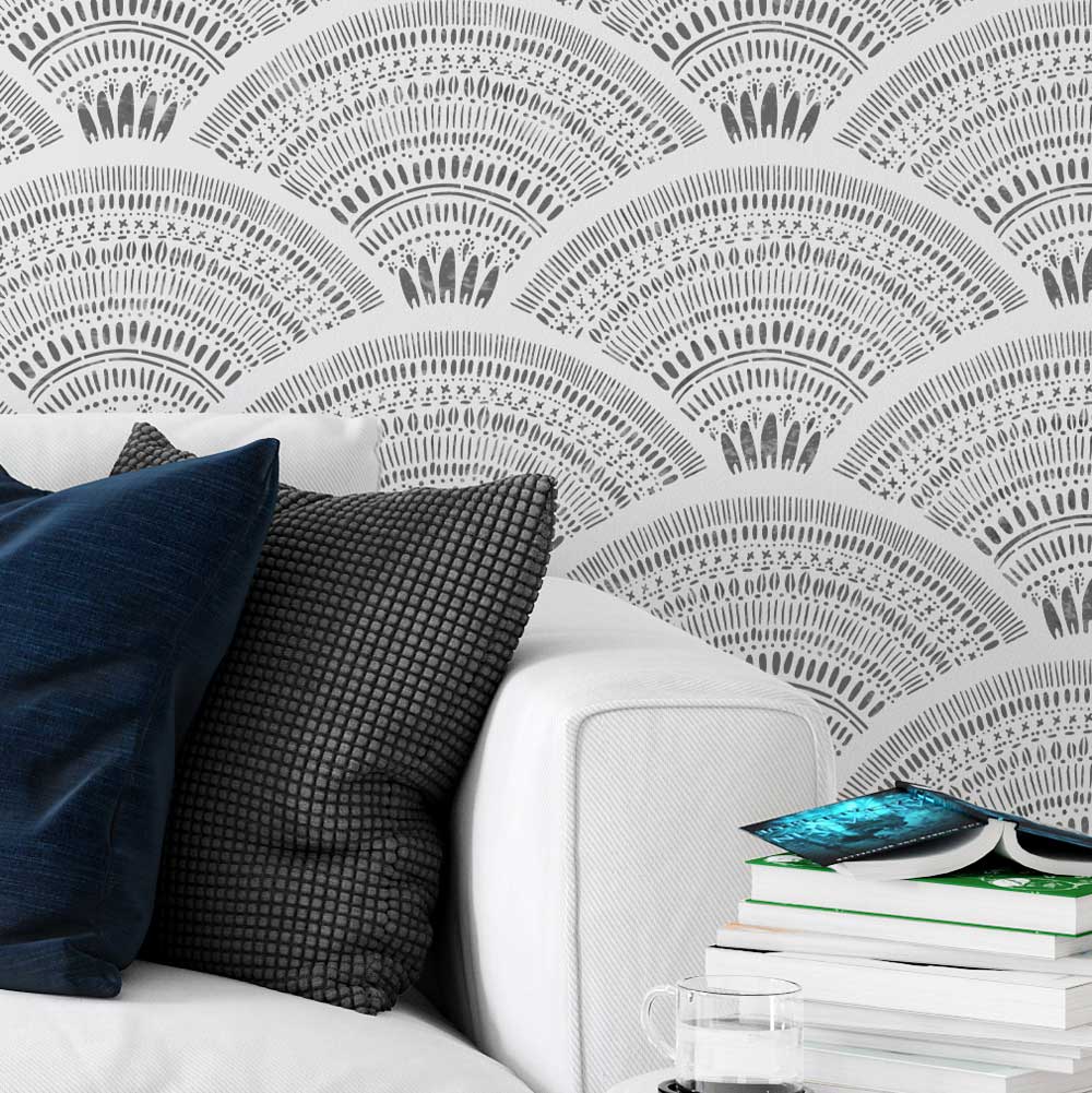 Boho Fans Wall Stencil Pattern for DIY Stencil Decor! - Easy Decorating ...