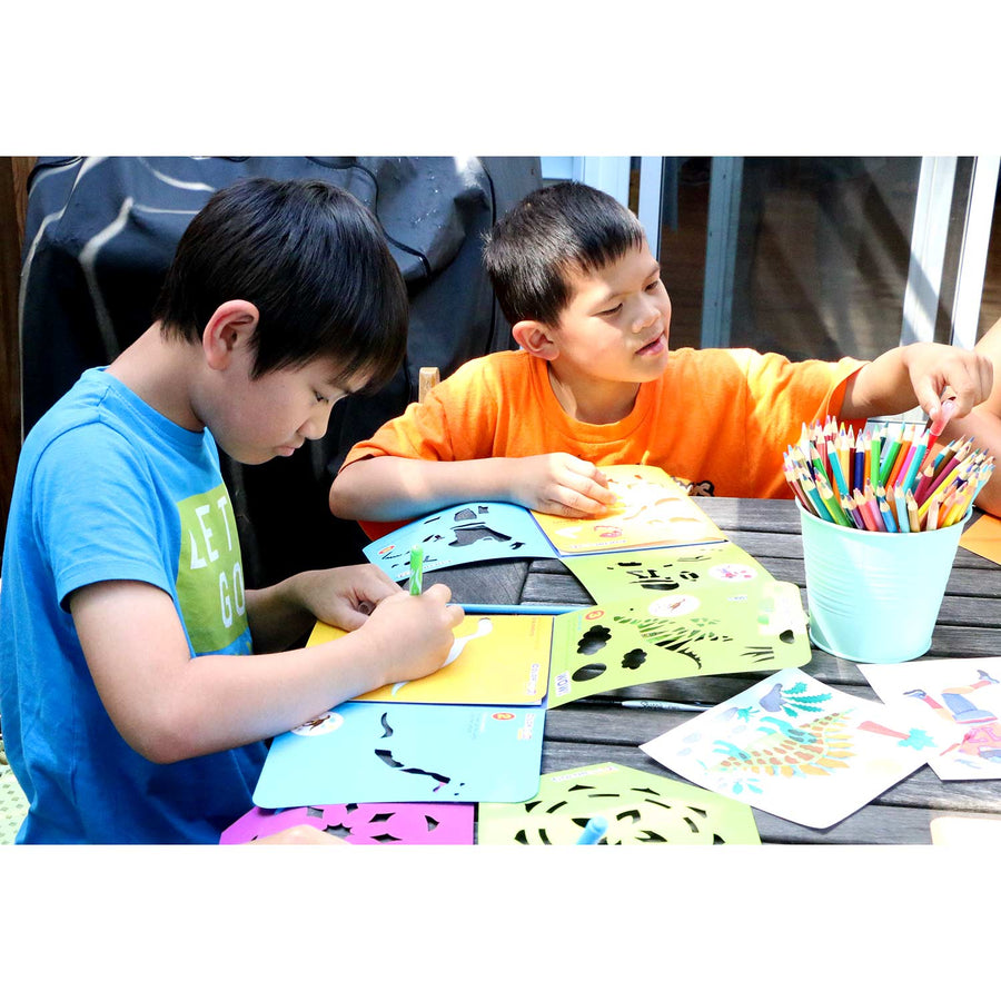 boys stenciling