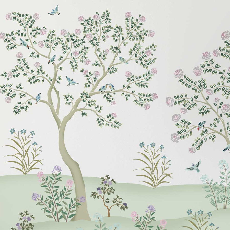 tree one wall stencil pattern chinoiserie wall pattern kit