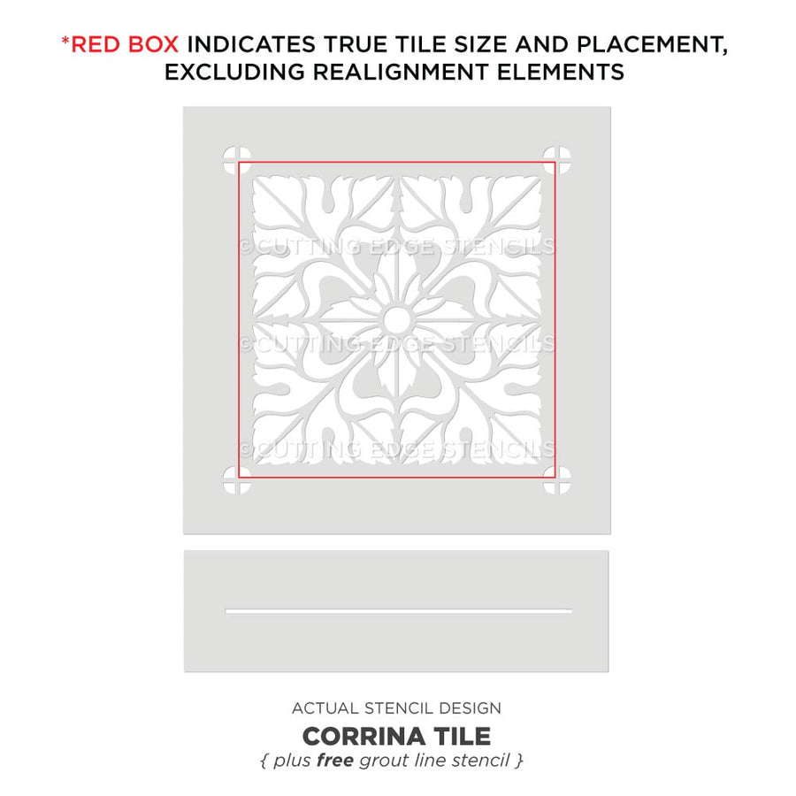 Corinna Floral Tile Stencil