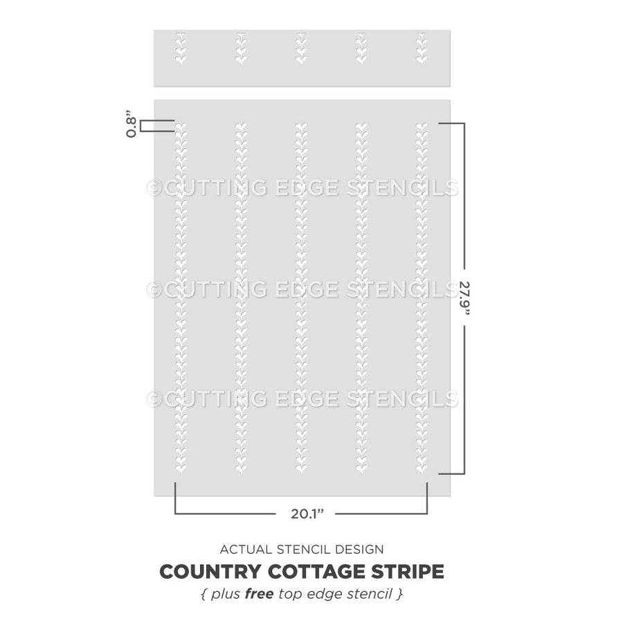 actual photo representation of cottage strpe wall stencil