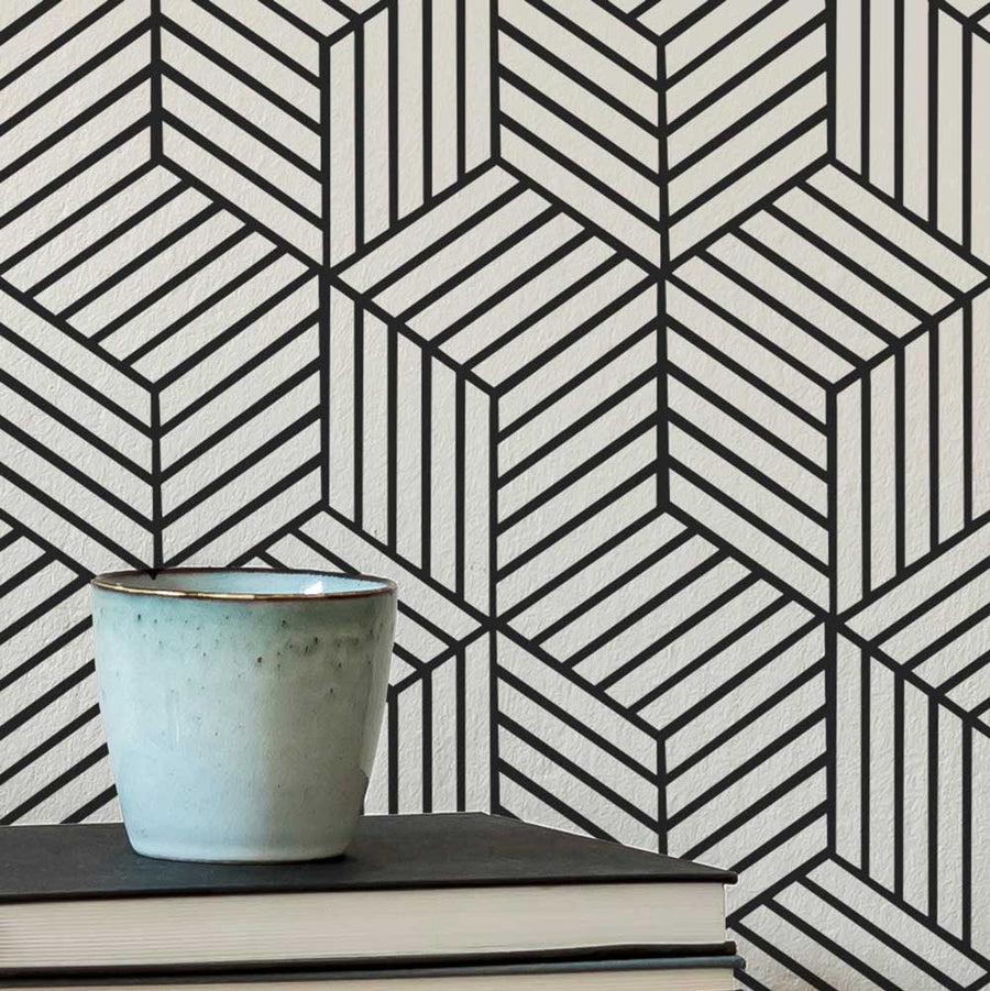 cubistic geometric wall stencil