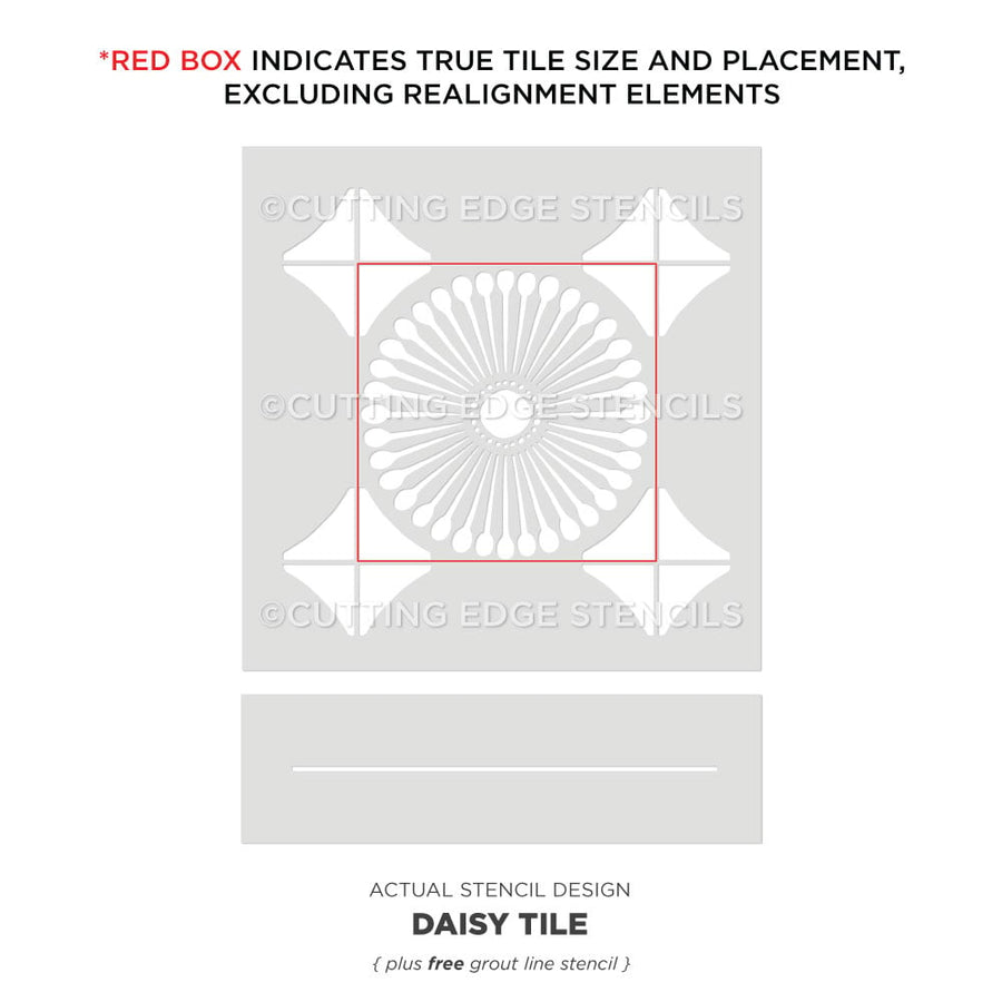 Daisy tile stencil actual stencil image registration system