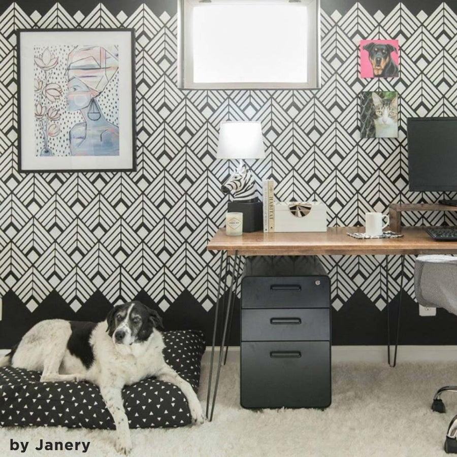 stenciled office wall deco stencils