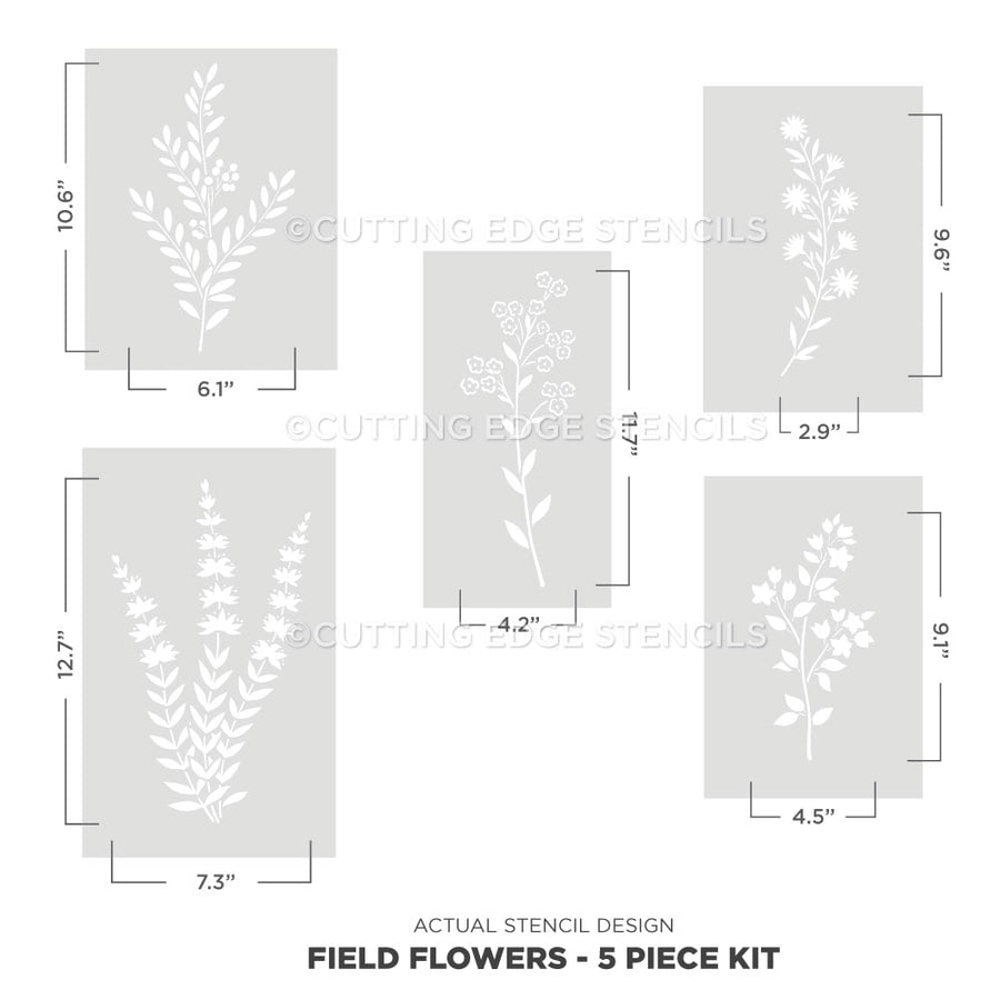 field flower wall stencil kit actual image