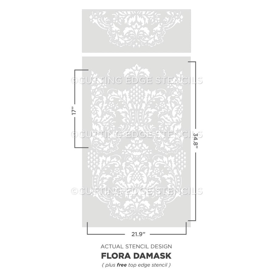 flora damask stencil for walls